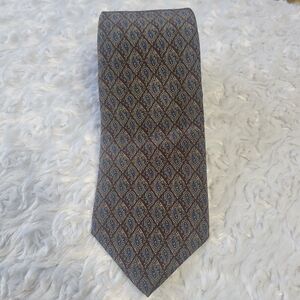 vintage henry grethel mens silk tie paisley narrow brown and blue dark academia